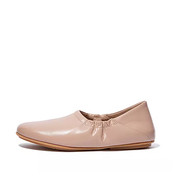 FitFlop ALLEGRO Fold-Down Back Läder Ballerinas Beige | 70288518