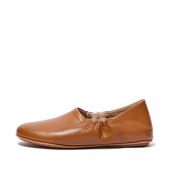 FitFlop ALLEGRO Fold-Down Back Läder Ballerinas LjusBruna | 79405226