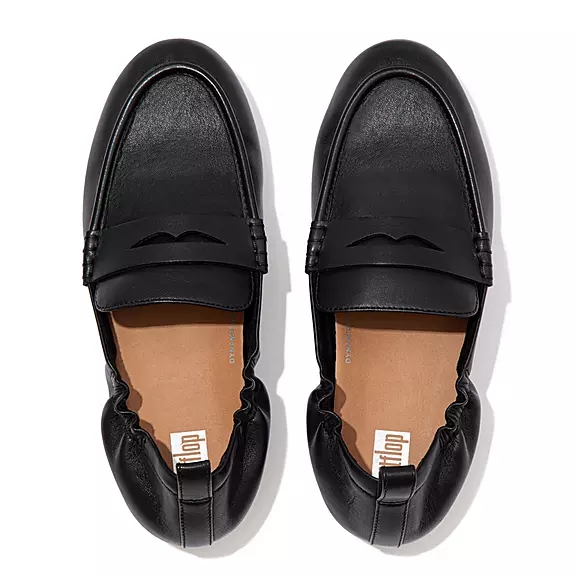 FitFlop ALLEGRO Läder Penny Loafers Svarta | 53508607