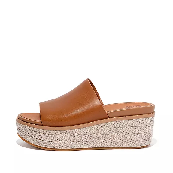 FitFlop ELOISE Espadrille Läder Kilklack Platåsandaler LjusBruna | 31144700