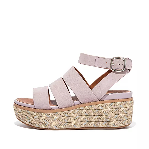 FitFlop ELOISE Espadrille Mocka Sandaletter Med Kilklack Rosa | 37492260