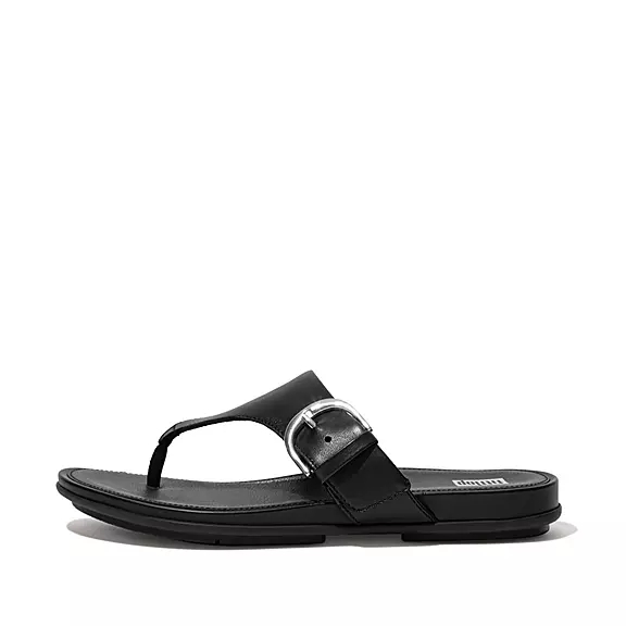 FitFlop GRACIE Spännen Läder Tåsandaler Svarta | 22446811