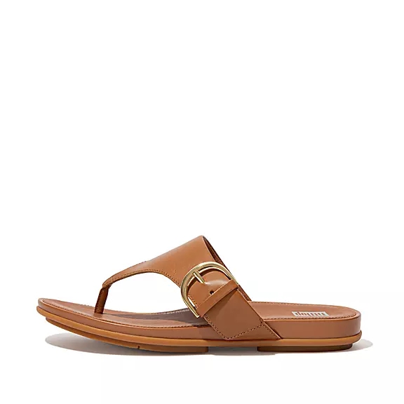 FitFlop GRACIE Spännen Läder Tåsandaler LjusBruna | 57681340