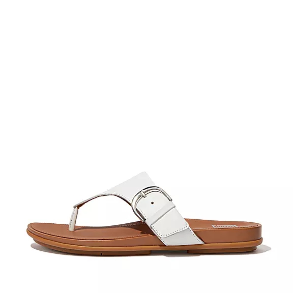 FitFlop GRACIE Spännen Läder Tåsandaler Vita | 87858110