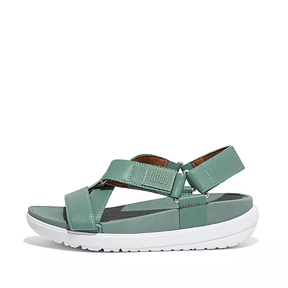FitFlop LOOSH Läder Cross-Rem Sandaler Gröna | 75823922