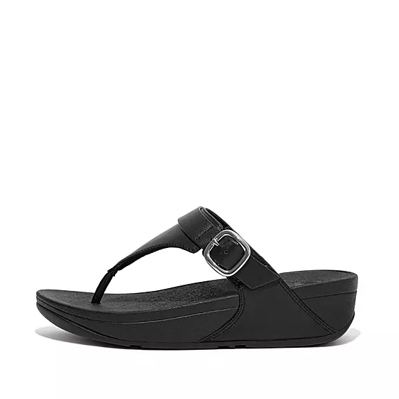 FitFlop LULU Adjustable Läder Tåsandaler Svarta | 34053388