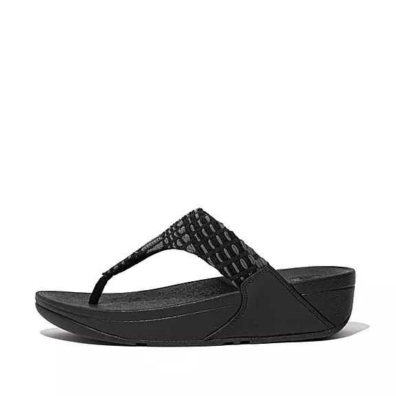 FitFlop LULU Art-Denim Tåsandaler Svarta | 79149678