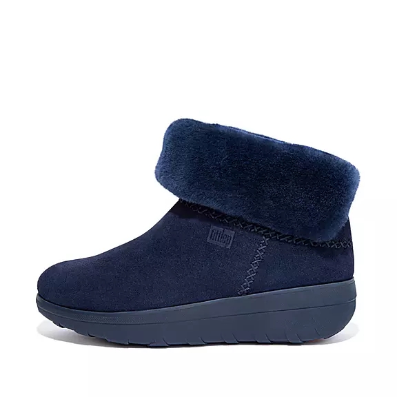 FitFlop MUKLUK SHORTY Shearling-Fodrade Mocka Stövletter Marinblå | 56294898