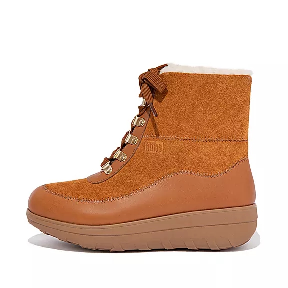 FitFlop MUKLUK Shearling-Fodrade Laced Stövletter LjusBruna | 41435325