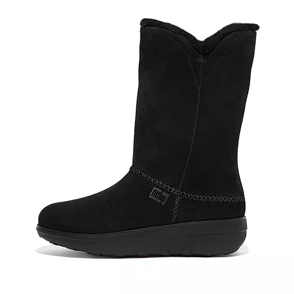 FitFlop MUKLUK Shearling-Fodrade Mocka Calf Stövlar Svarta | 76016498