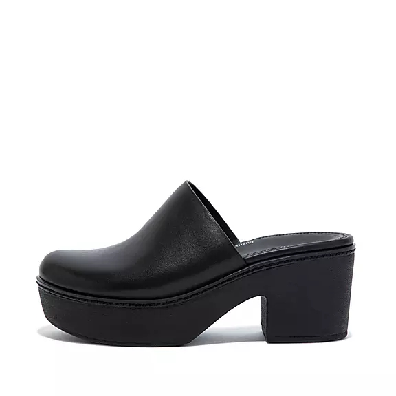 FitFlop PILAR Läder Clogs Svarta | 15776325