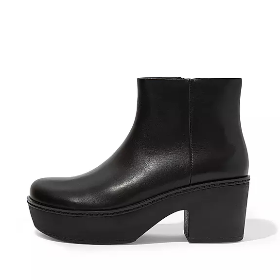 FitFlop PILAR Läder Platform Stövletter Svarta | 15813732