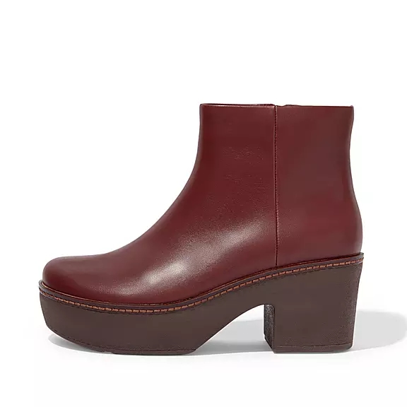 FitFlop PILAR Läder Platform Stövletter Vinröda | 54613578