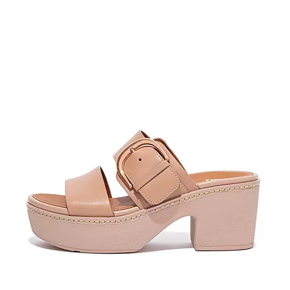 FitFlop PILAR Läder Platåsandaler Beige | 81539971