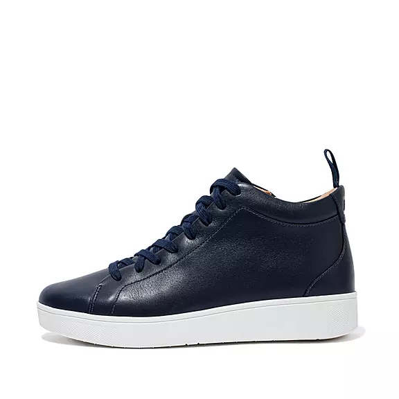 FitFlop RALLY Läder High-Top Sneakers Marinblå | 86853056