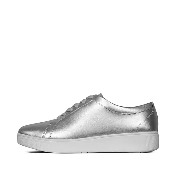 FitFlop RALLY Metallic Läder Sneakers Silver | 44866806