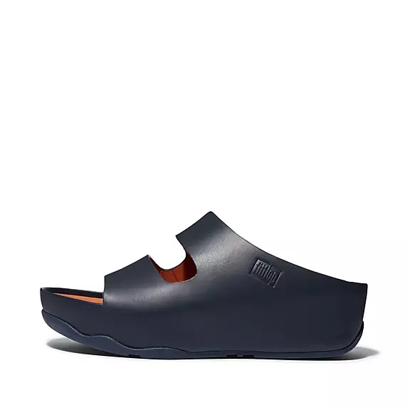 FitFlop SHUV Two-Bar Läder Tofflor Marinblå | 66044271